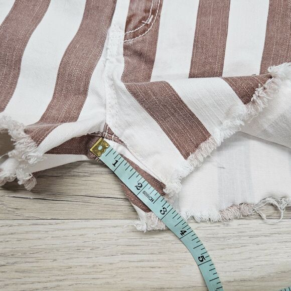 Altar'd State Womens White Stripe Denim Shorts Medium - Picture 4 of 6